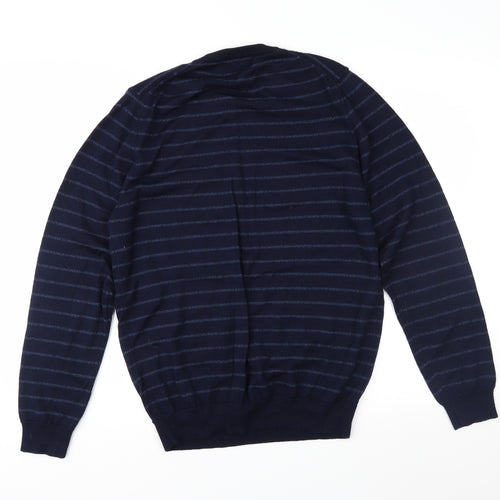 Marks and Spencer Mens Blue Striped Knit Pullover Jumper Size L