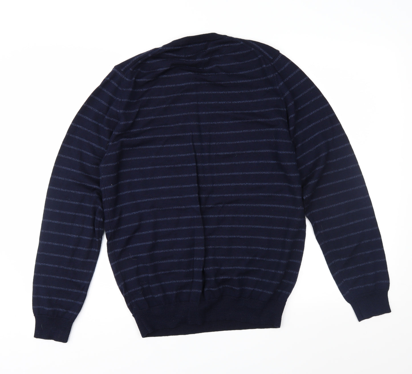 Marks and Spencer Mens Blue Striped Knit Pullover Jumper Size L