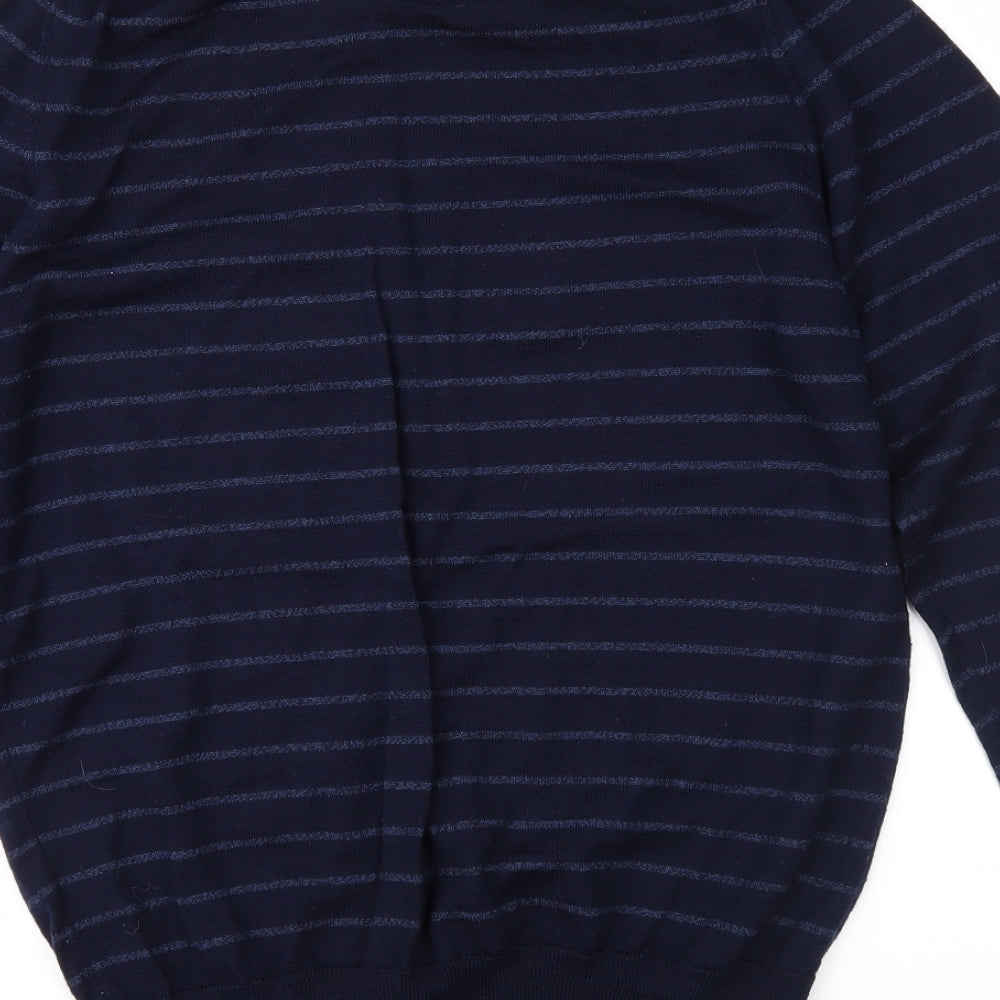Marks and Spencer Mens Blue Striped Knit Pullover Jumper Size L