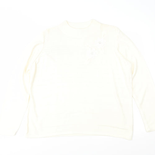 Bonmarché Womens Ivory Geometric Knit Pullover Jumper Size M