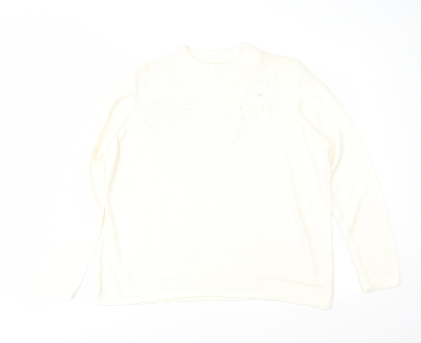 Bonmarché Womens Ivory Geometric Knit Pullover Jumper Size M