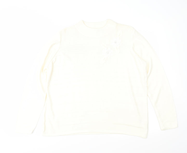 Bonmarché Womens Ivory Geometric Knit Pullover Jumper Size M
