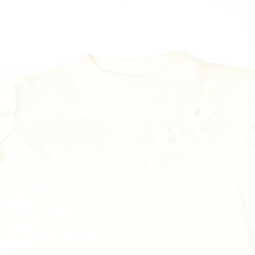 Bonmarché Womens Ivory Geometric Knit Pullover Jumper Size M