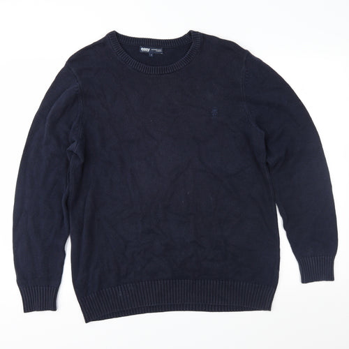Easy Mens Blue  Knit Pullover Jumper Size M