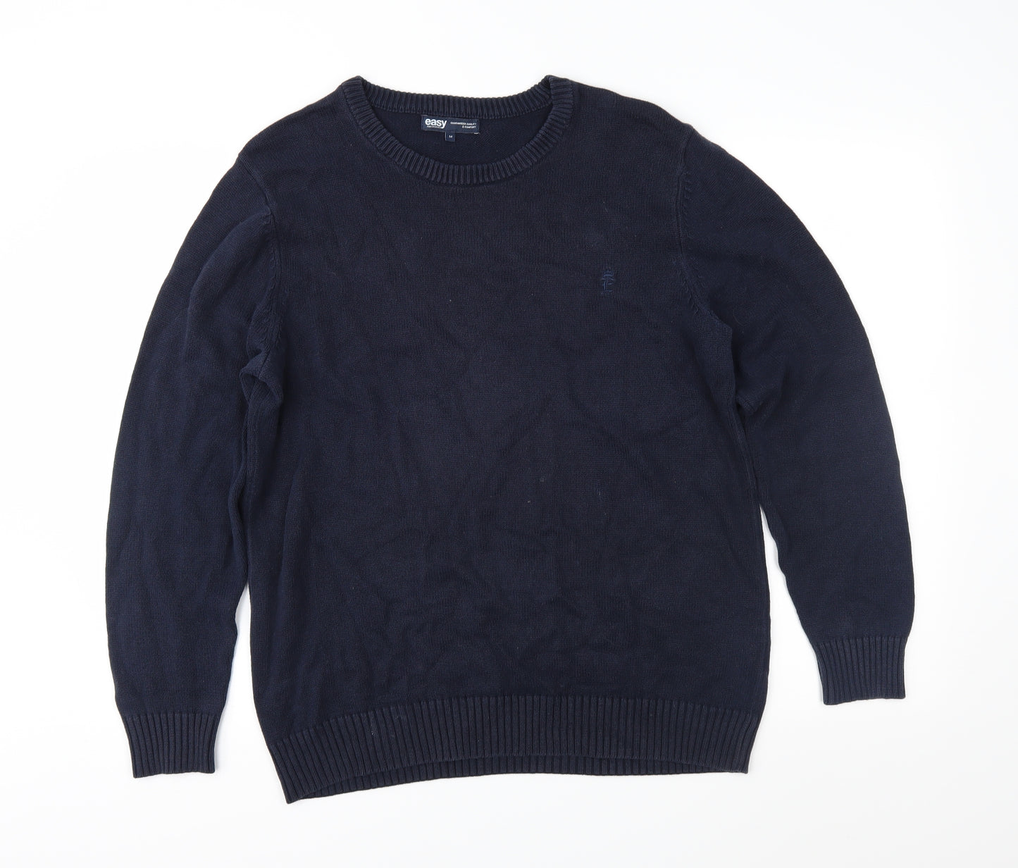 Easy Mens Blue  Knit Pullover Jumper Size M