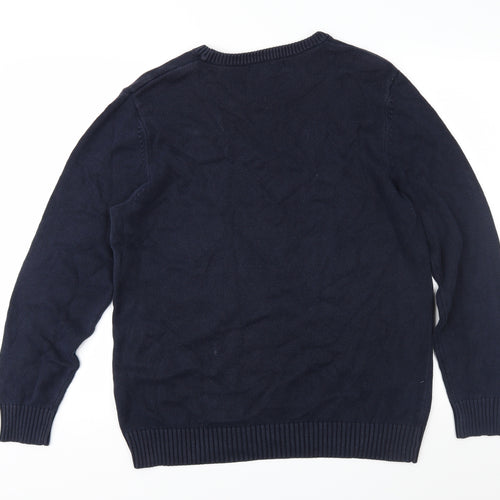 Easy Mens Blue  Knit Pullover Jumper Size M