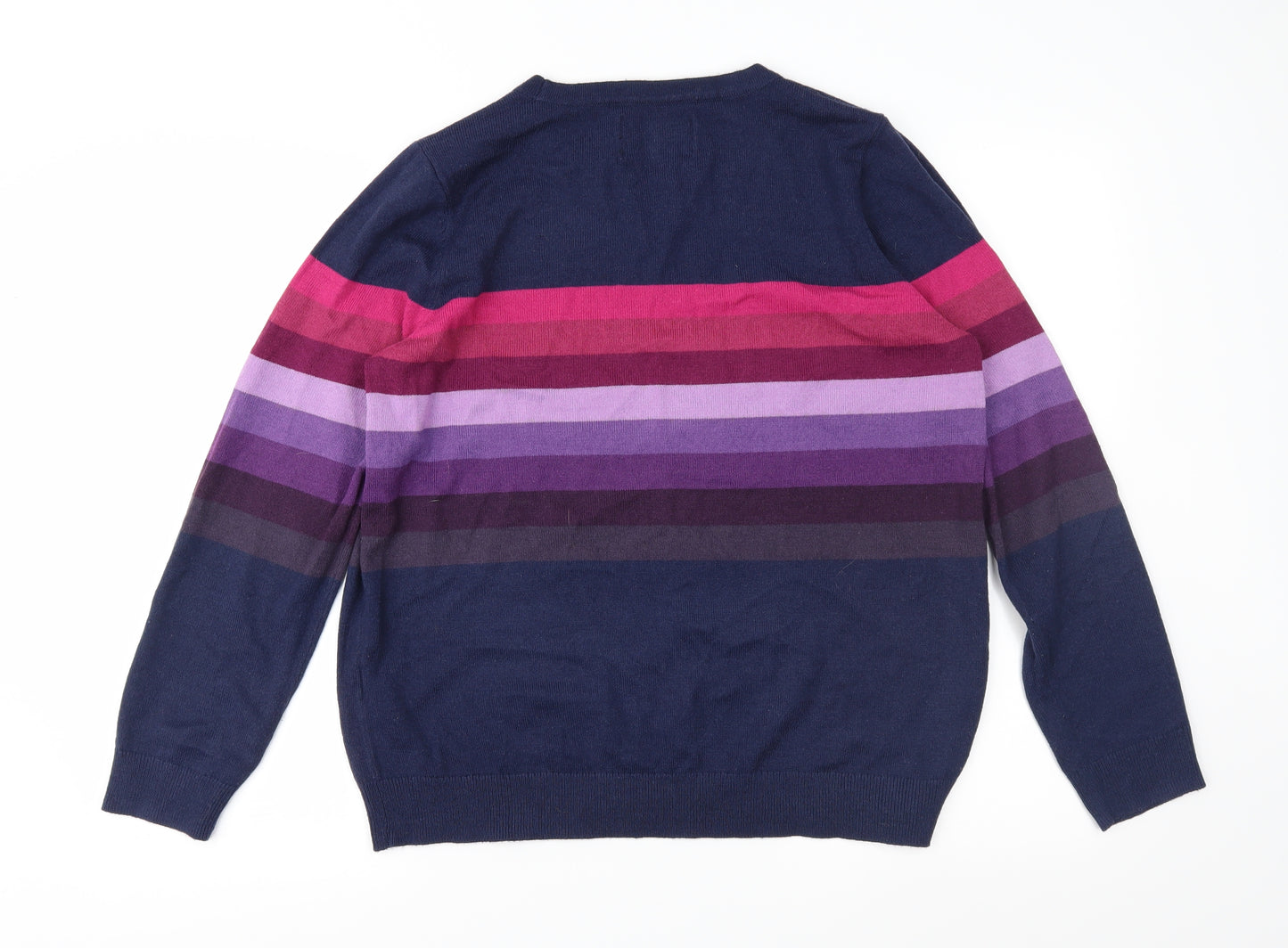 Maine New England Womens Blue Striped Knit Pullover Jumper Size 16