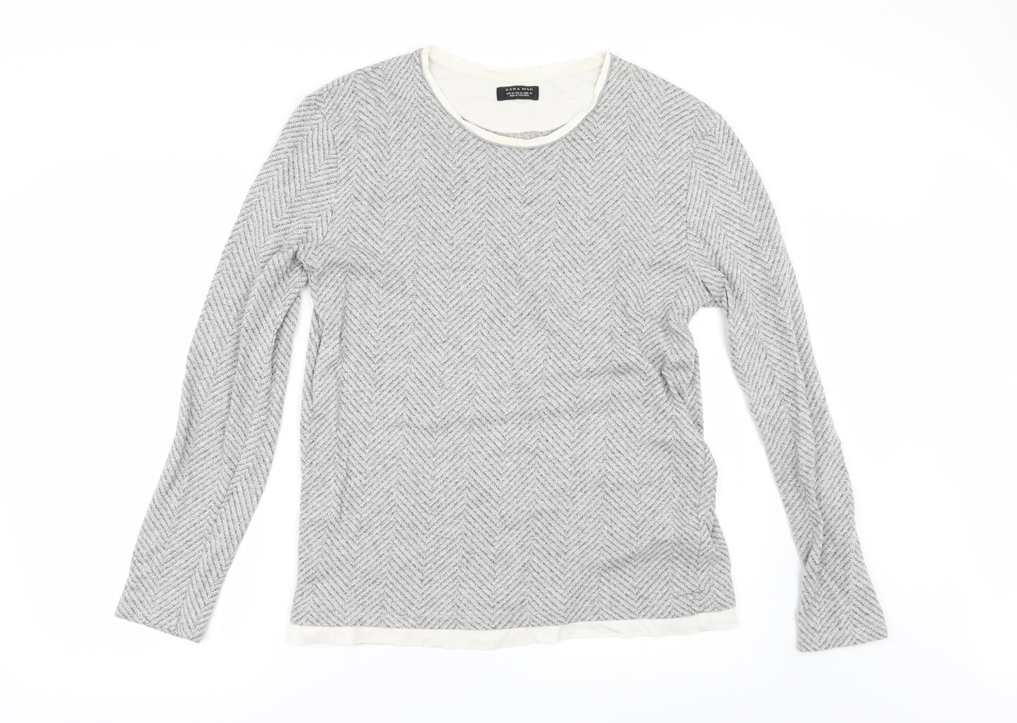 Zara Mens Grey   Pullover Jumper Size M
