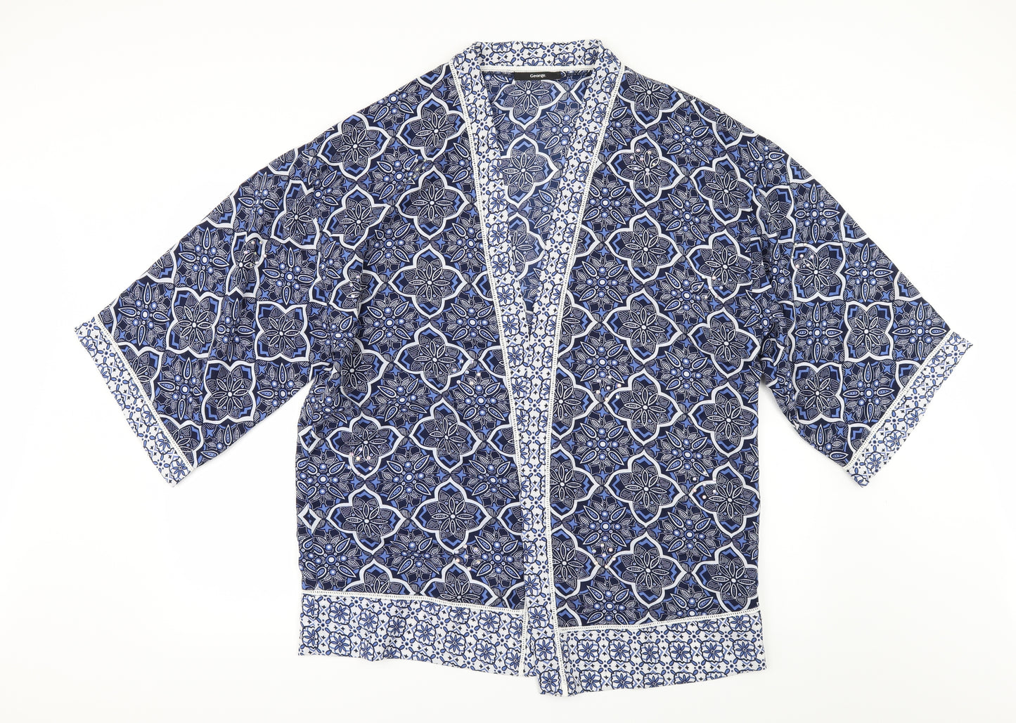 George Womens Black Floral  Kimono Blouse Size 18  - beaded