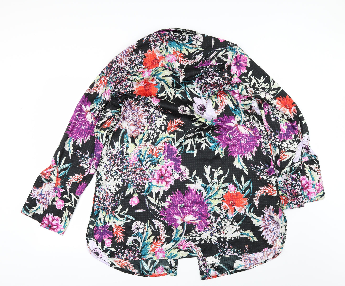 Per Una Womens Black Floral  Tunic Button-Up Size 16