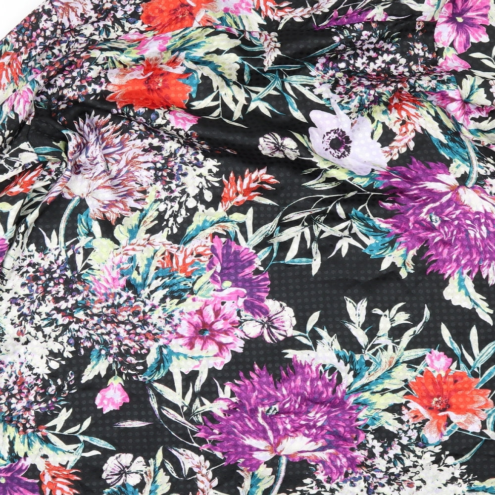Per Una Womens Black Floral  Tunic Button-Up Size 16