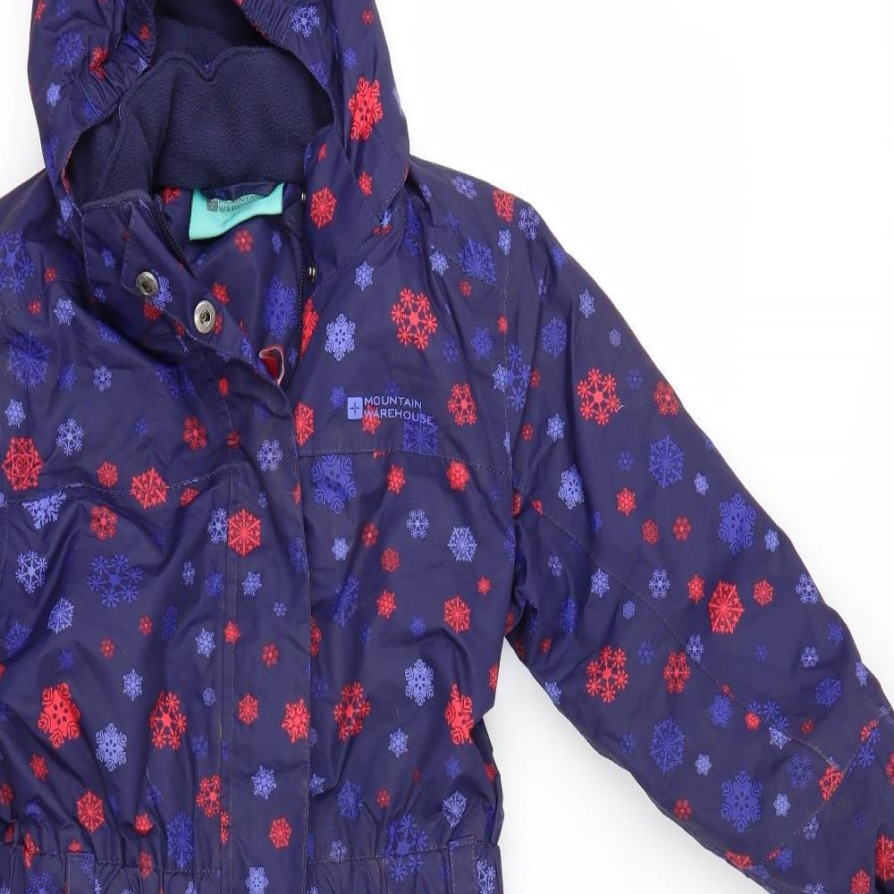Mountain Warehouse Girls Blue Geometric  Jacket Snowsuit Size 5-6 Years