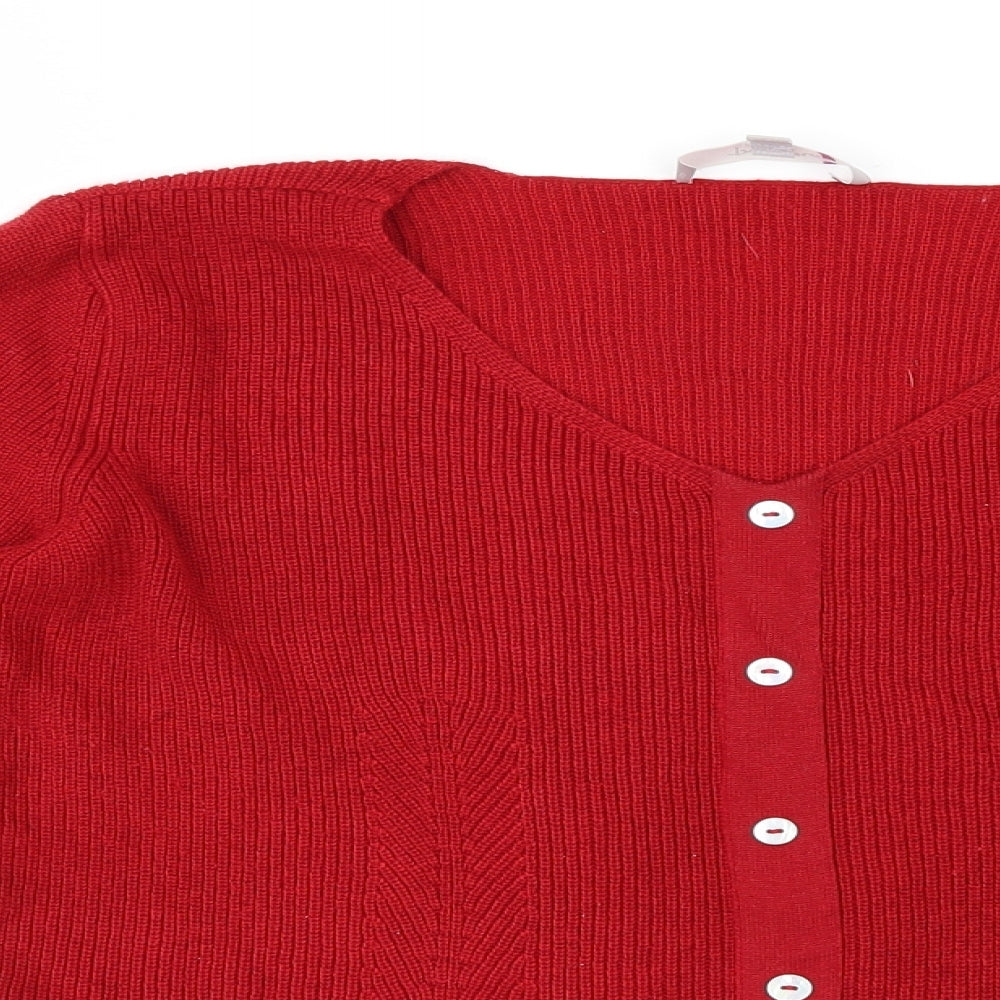 Per Una Womens Red   Cardigan Jumper Size 12