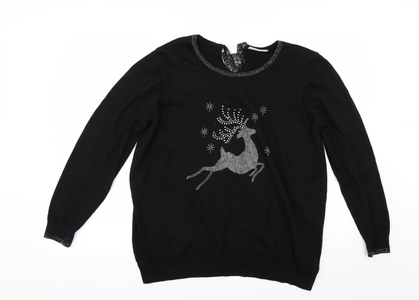 Wallis Womens Black    Jumper Size L  - CHRISTMAS