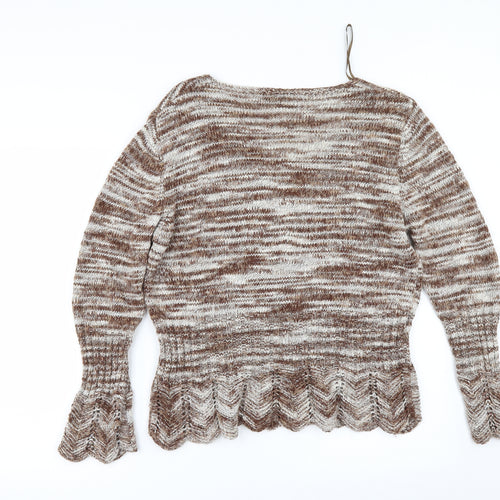 Per Una Womens Brown Striped  Pullover Jumper Size L  - shaped hem