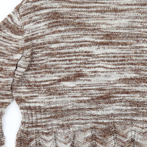 Per Una Womens Brown Striped  Pullover Jumper Size L  - shaped hem