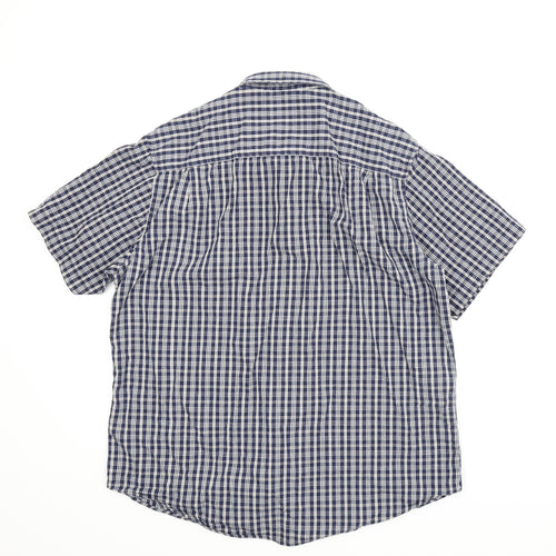 Lincoln Mens Blue Plaid   T-Shirt Size L