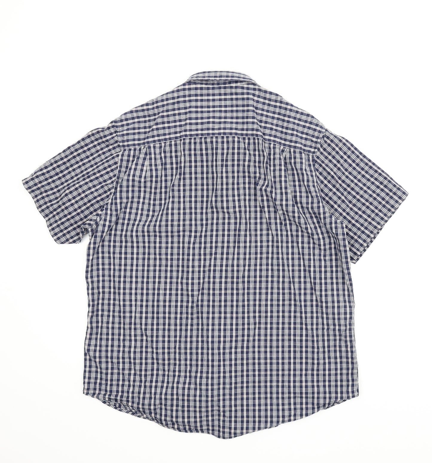 Lincoln Mens Blue Plaid   T-Shirt Size L