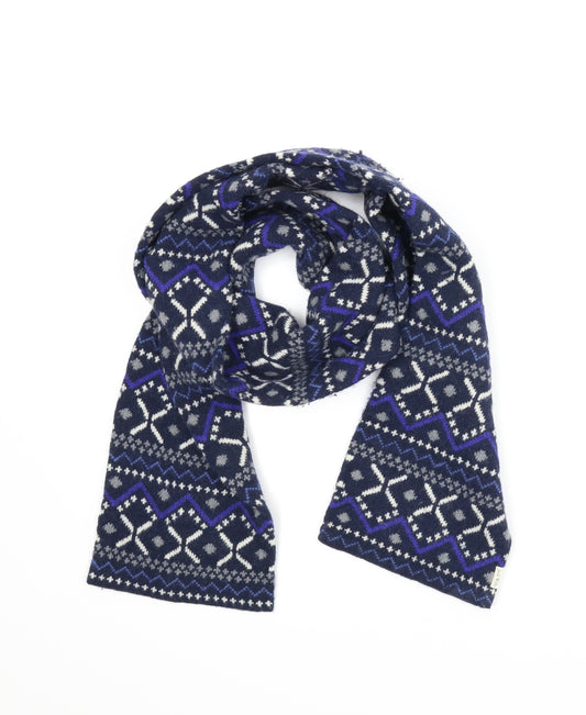 Jack Wills Mens Blue Geometric  Scarf  One Size  - Fair Isle