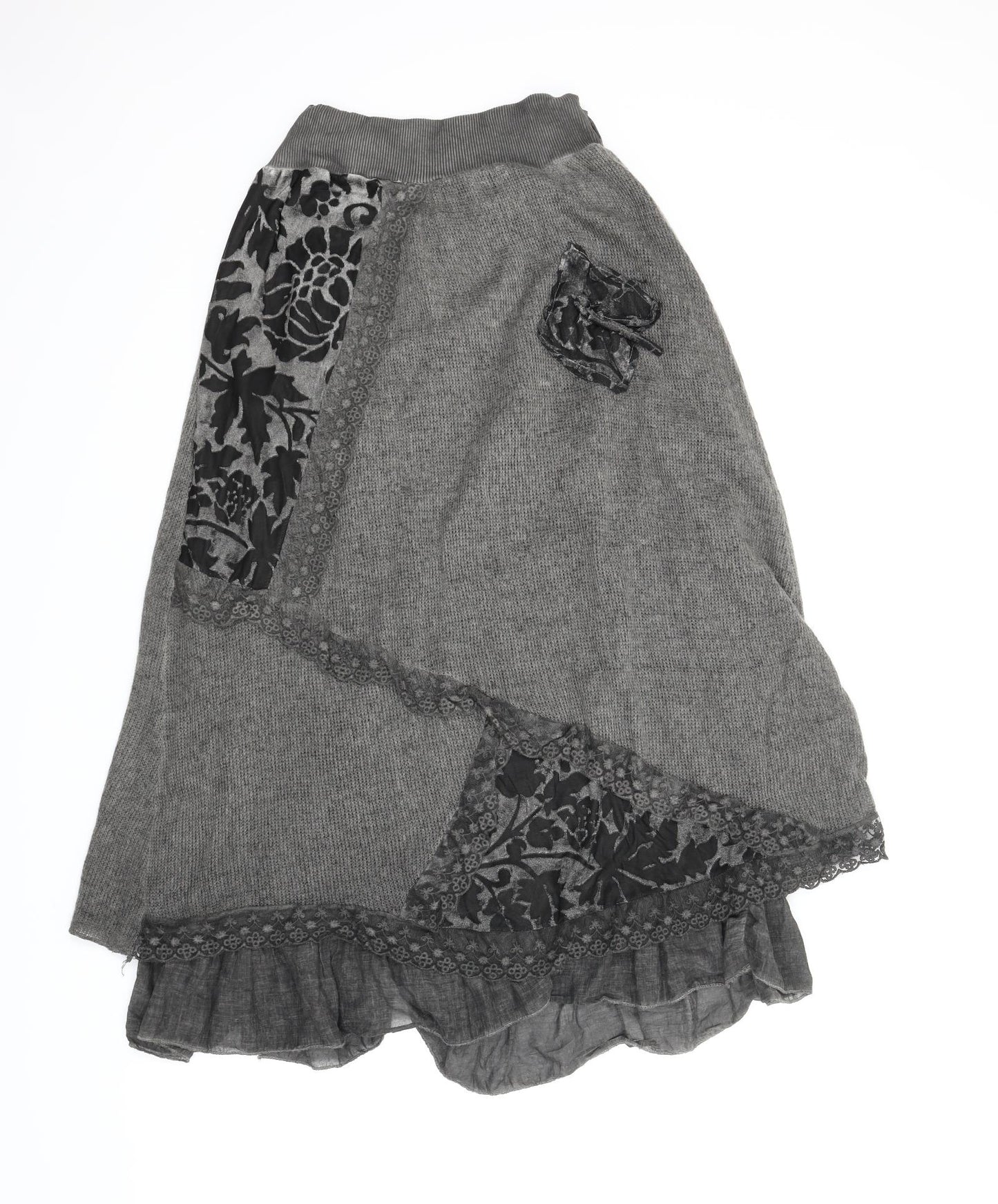 Preworn Womens Grey Floral  Peasant Skirt Size S