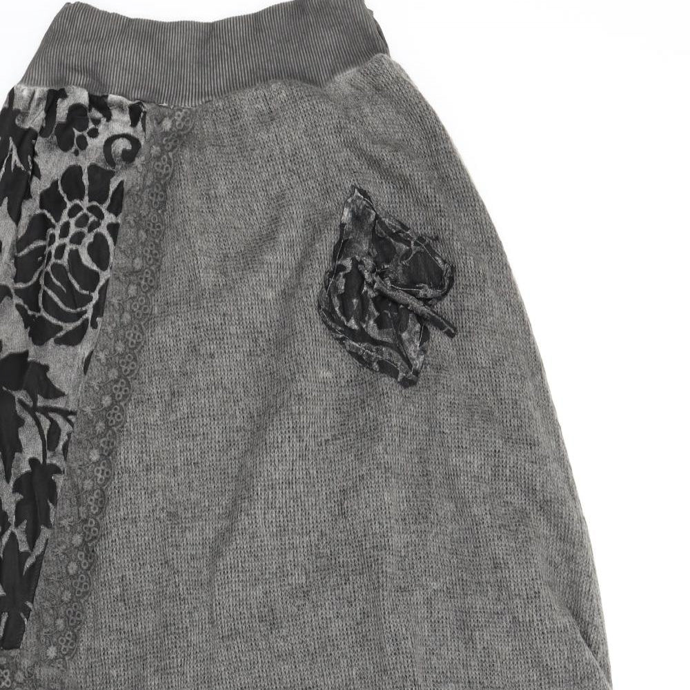 Preworn Womens Grey Floral  Peasant Skirt Size S