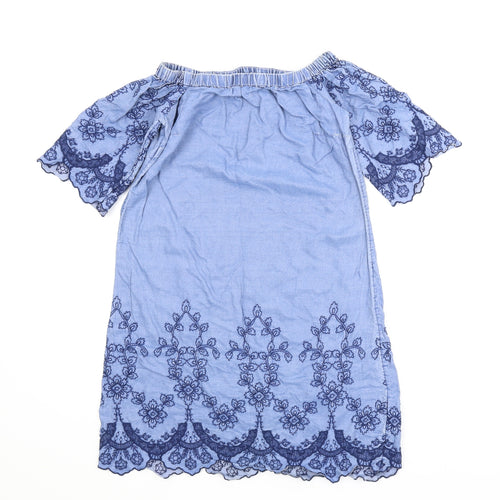 New Look Womens Blue Floral  A-Line  Size 8