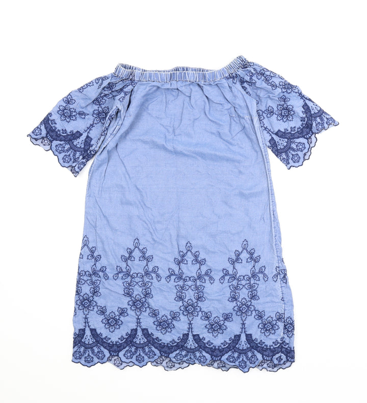 New Look Womens Blue Floral  A-Line  Size 8
