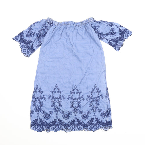 New Look Womens Blue Floral  A-Line  Size 8