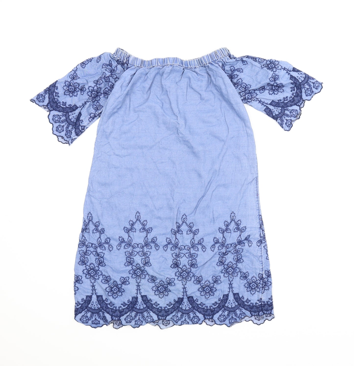 New Look Womens Blue Floral  A-Line  Size 8