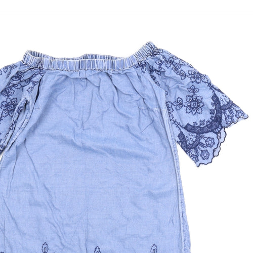 New Look Womens Blue Floral  A-Line  Size 8