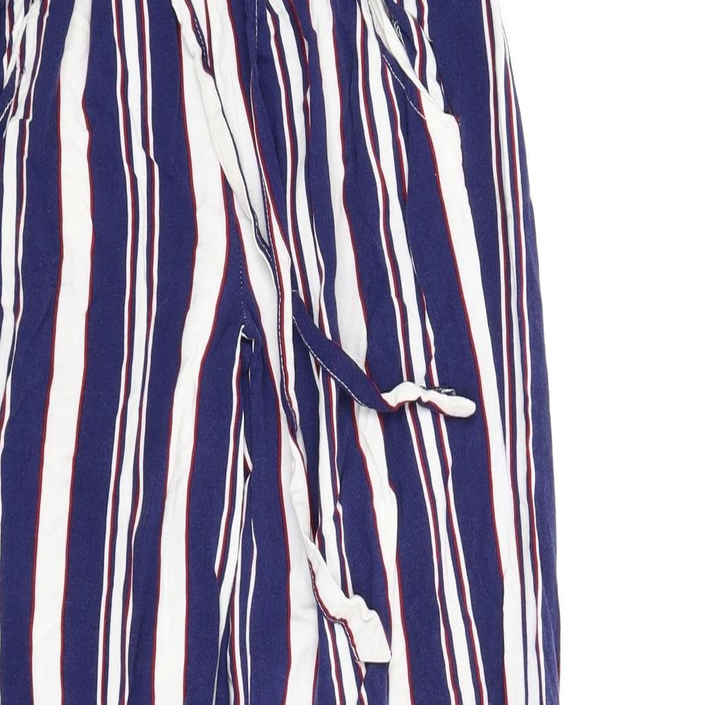 Primark Womens Blue Striped  Bloomer Trousers Size 4 L26 in