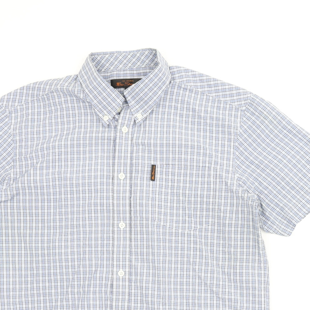 Ben Sherman Mens Blue Check   T-Shirt Size L
