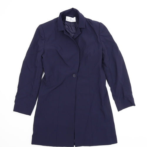 Essentials Womens Blue   Overcoat Jacket Size 10