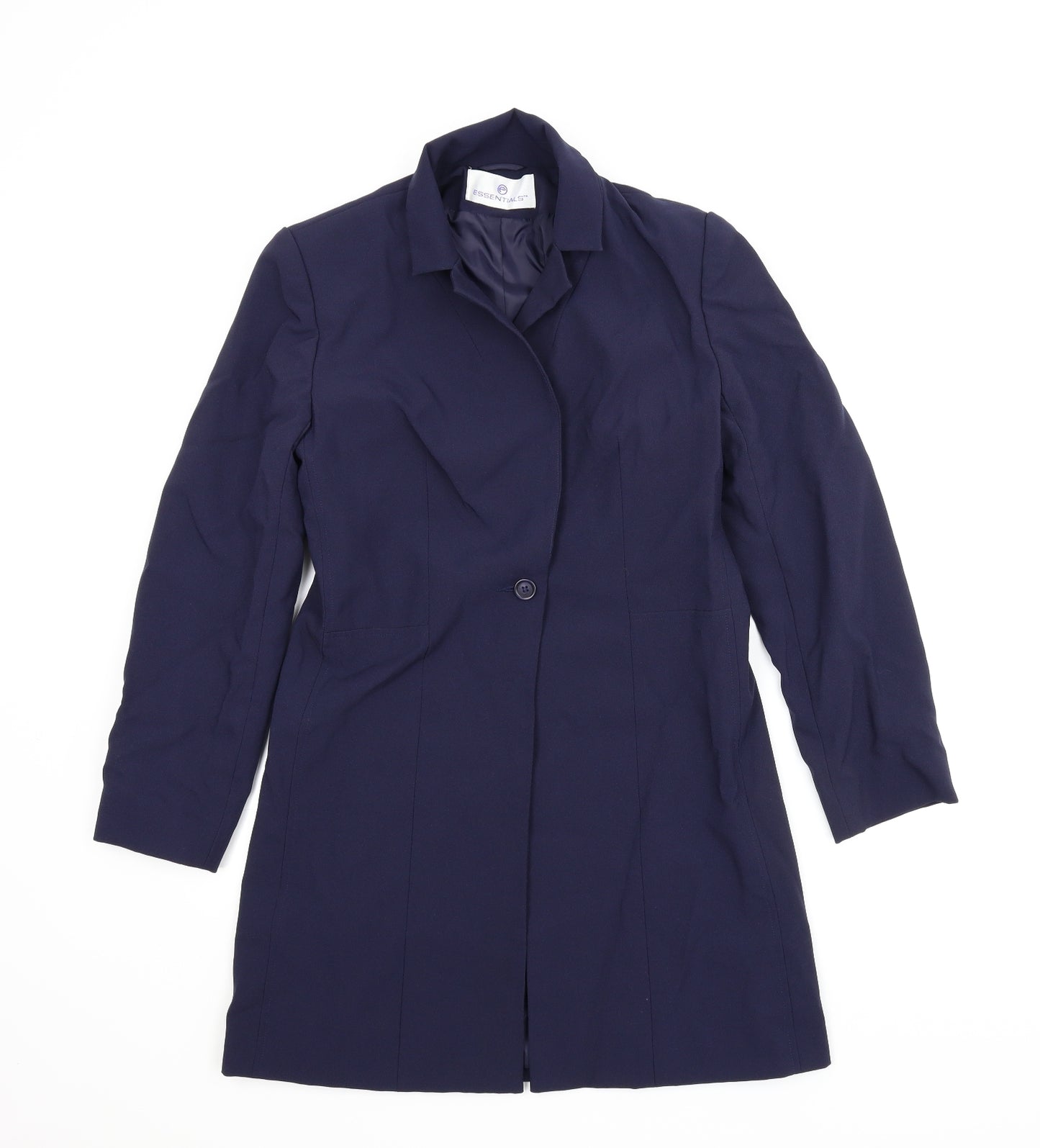 Essentials Womens Blue   Overcoat Jacket Size 10