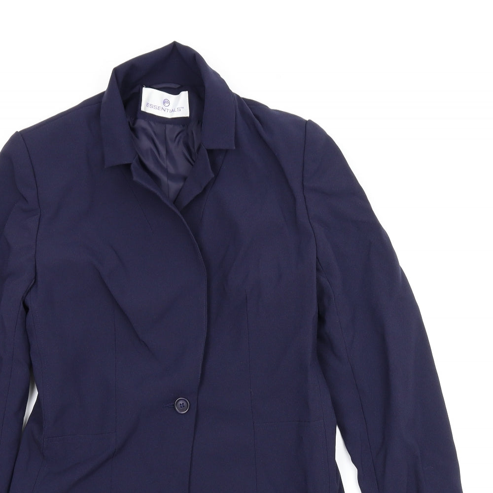 Essentials Womens Blue   Overcoat Jacket Size 10