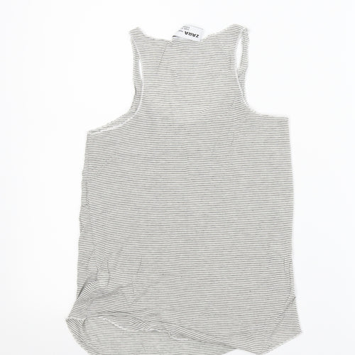 Zara Womens Grey Striped  Basic T-Shirt Size XS