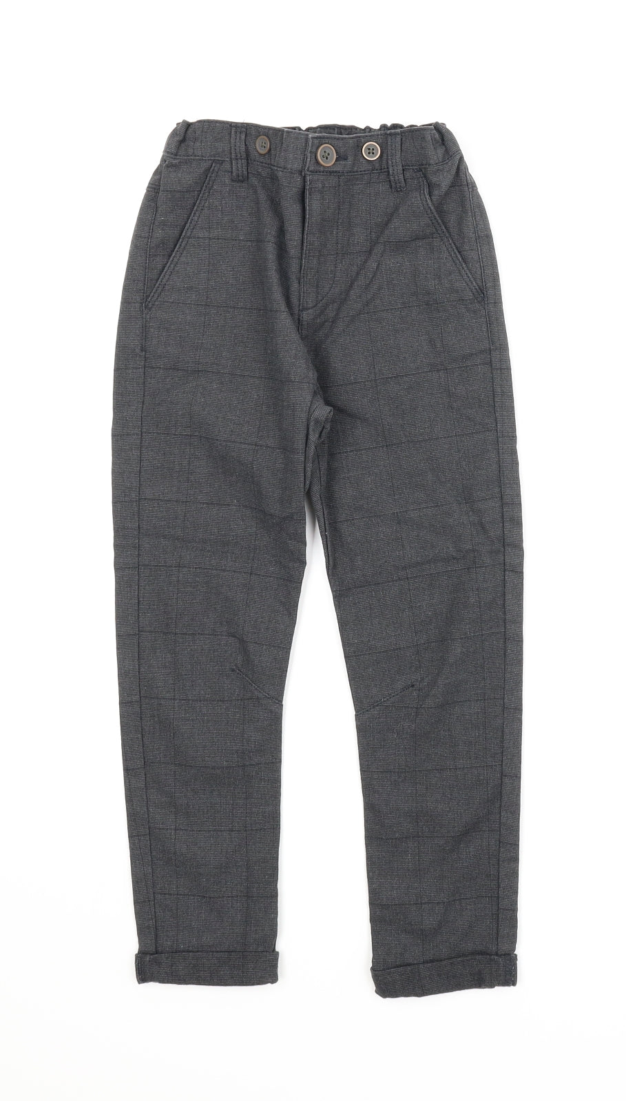 F&F Boys Grey Check  Carrot Trousers Size 5-6 Years