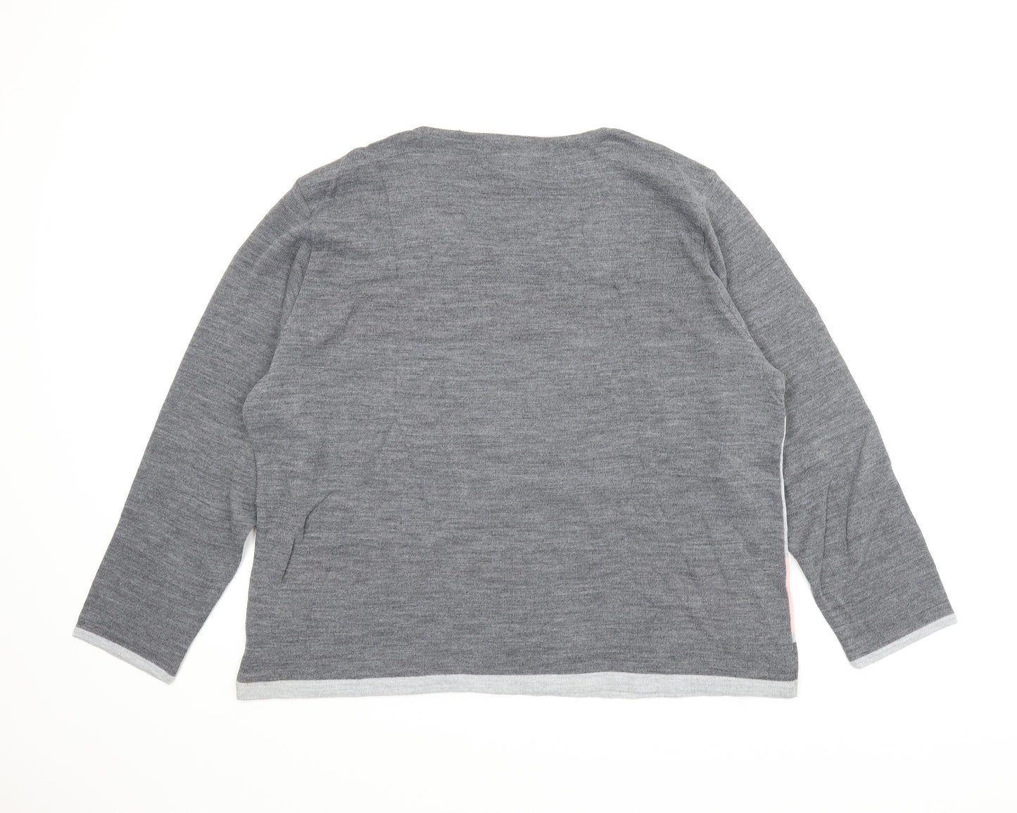 Afibel Womens Grey Striped  Pullover Jumper Size 26