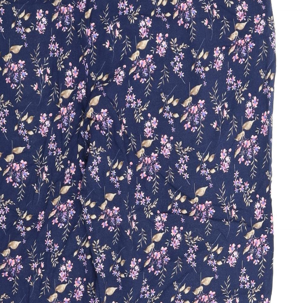 Amber Womens Blue Floral  Capri Lounge Pants Size L