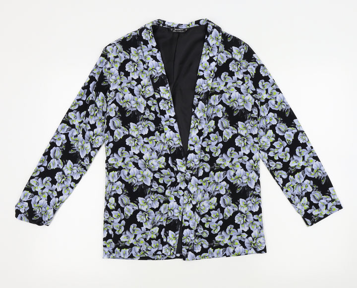 Miss Selfridge Womens Black Floral Jacket Blazer Size 8