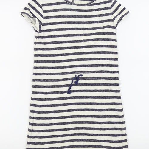 John Lewis Girls White Striped  Pencil Dress  Size 9 Years