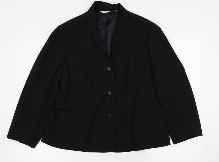 NEXT Womens Black Pinstripe  Jacket Blazer Size 18