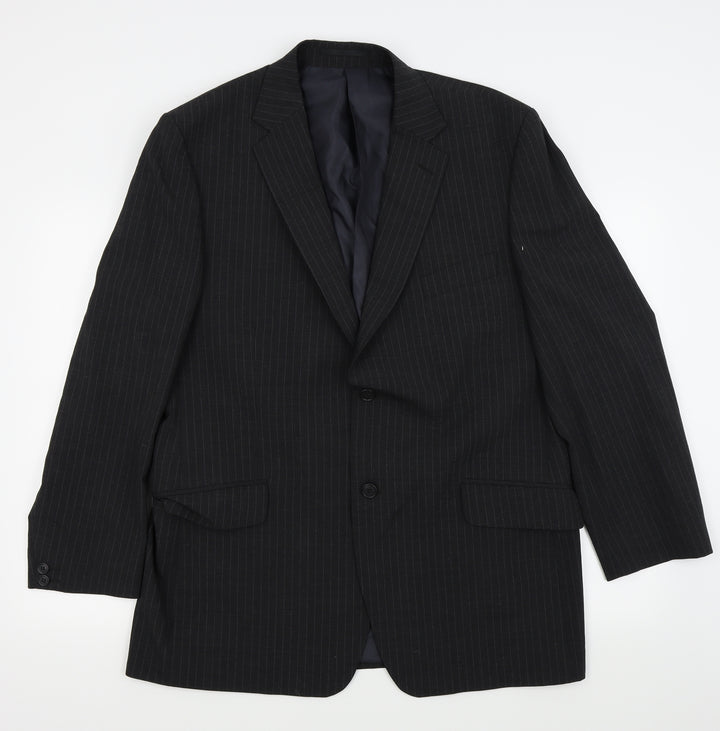 Asda George Mens Black Striped Jacket Blazer Size 44