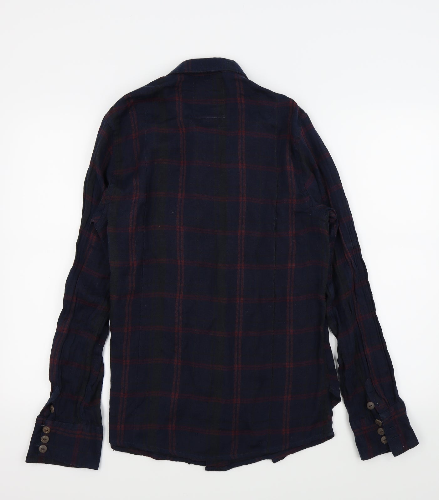 Pearly King Mens Blue Check   Button-Up Size M