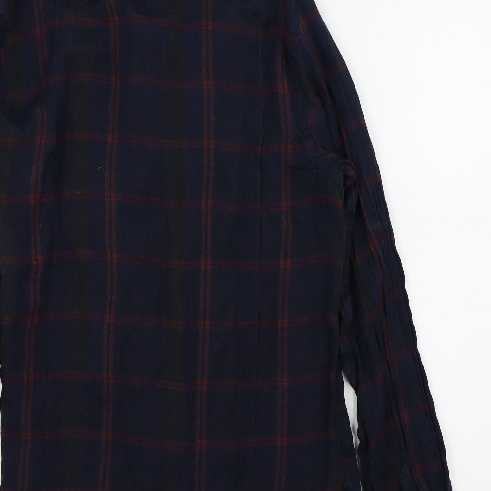 Pearly King Mens Blue Check   Button-Up Size M