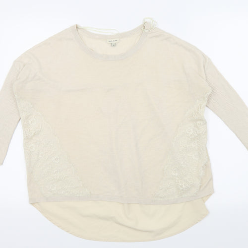 River Island Womens Beige Floral  Basic T-Shirt Size 10