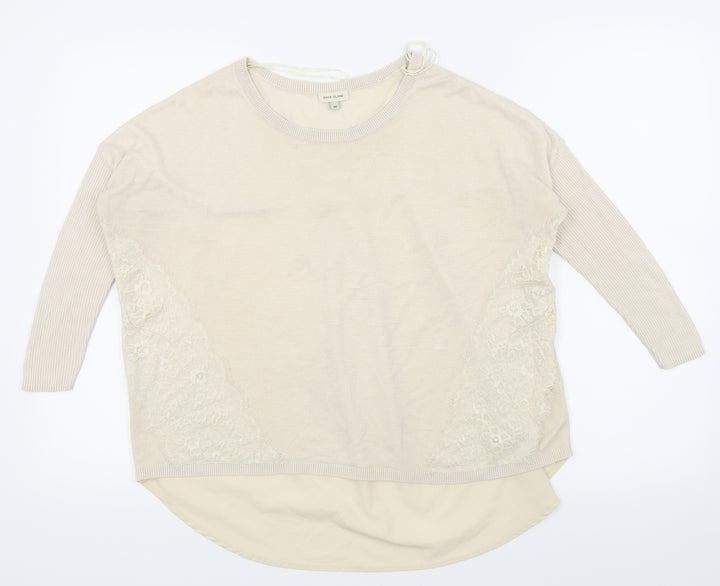 River Island Womens Beige Floral  Basic T-Shirt Size 10