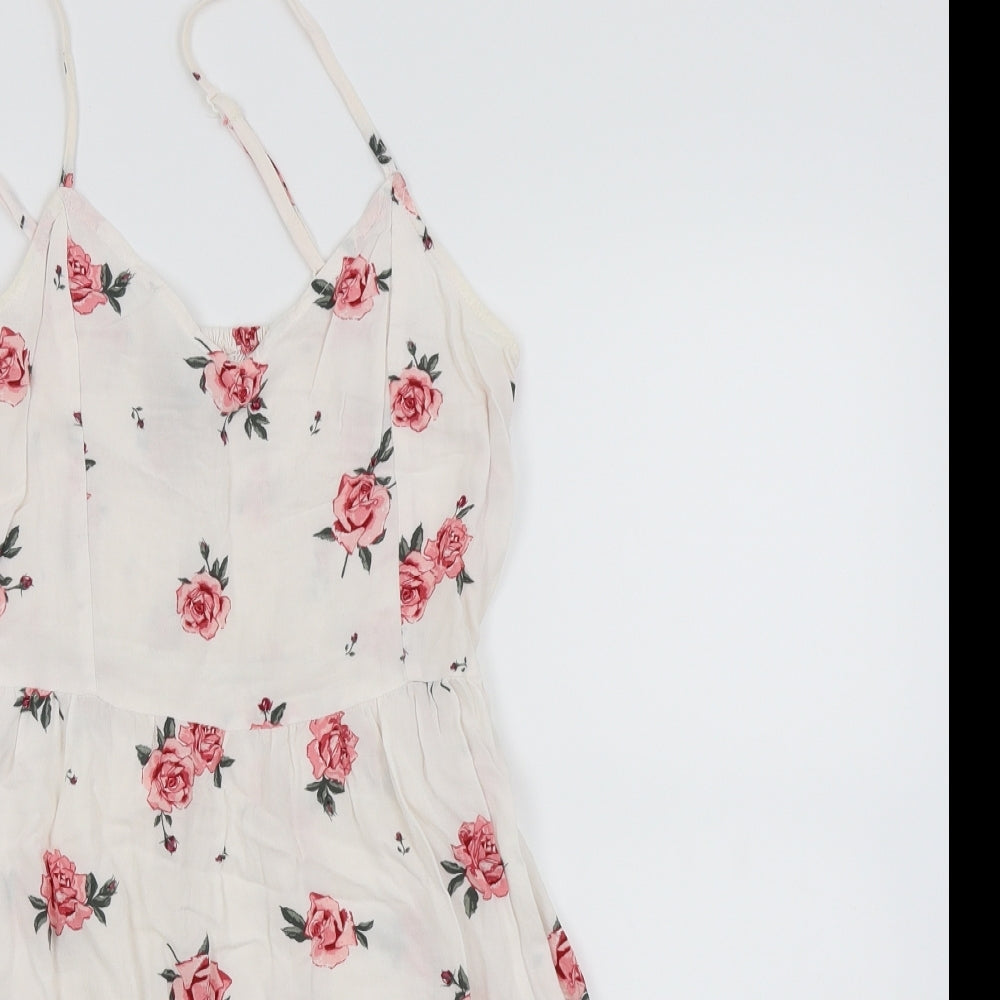 Divided by H&M Womens White Floral  Fit & Flare  Size 10