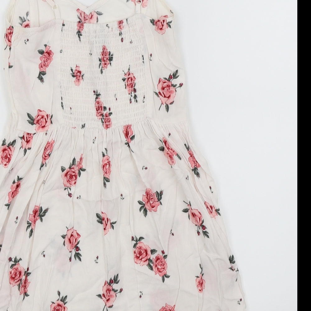 Divided by H&M Womens White Floral  Fit & Flare  Size 10