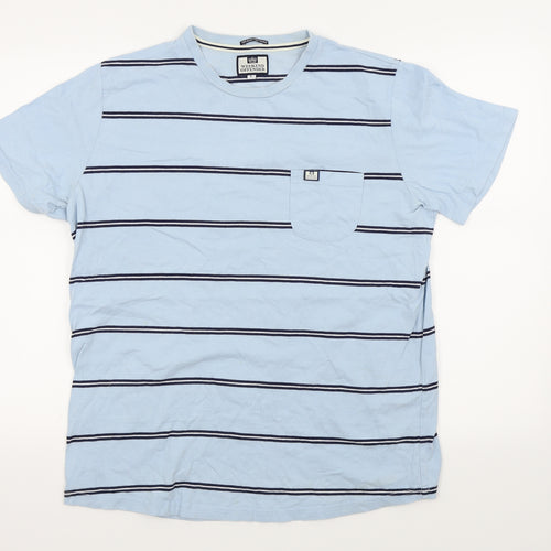 Weekend Offender Mens Blue Striped   T-Shirt Size L
